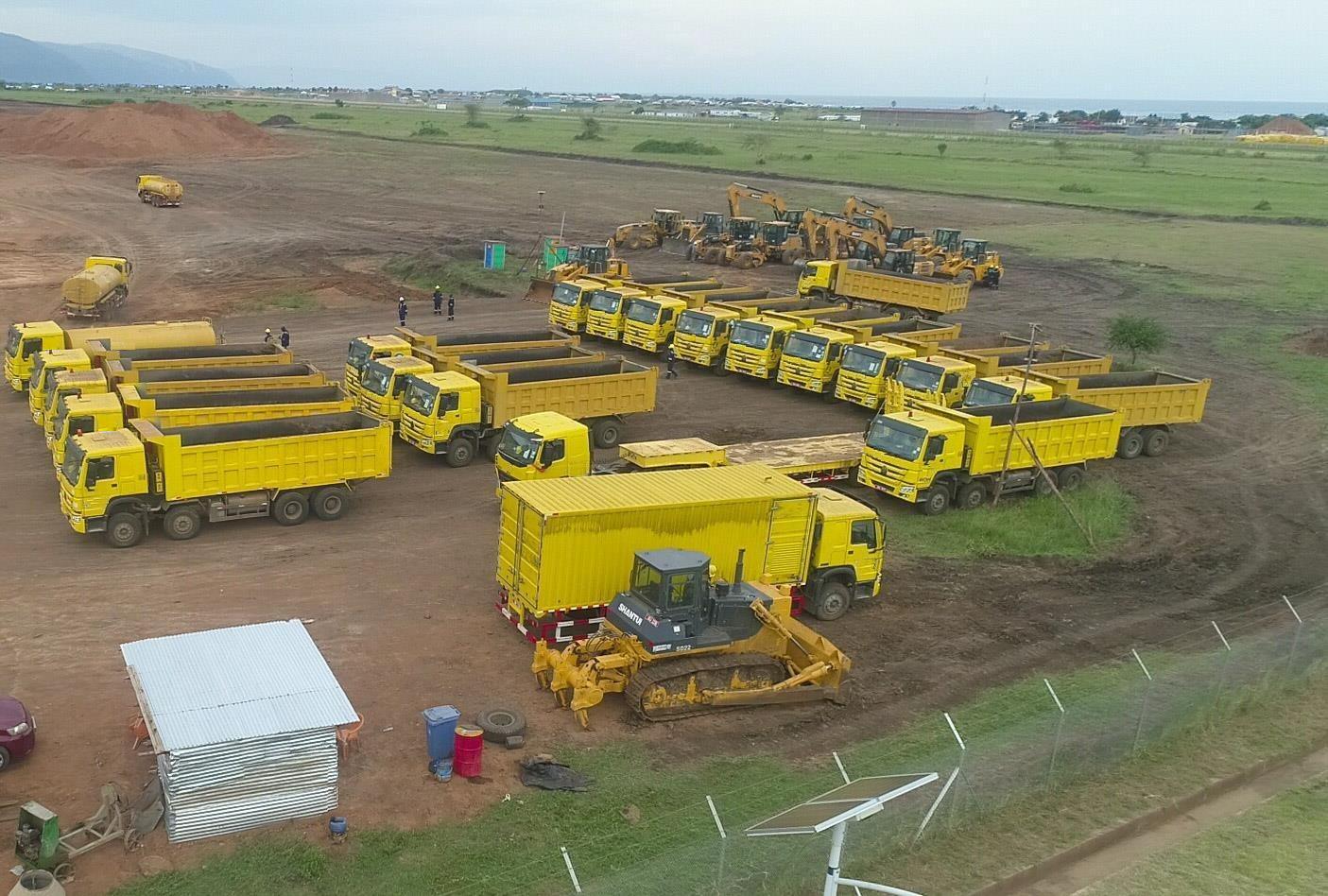 Spary Race construction fleet assembled at an East African project site